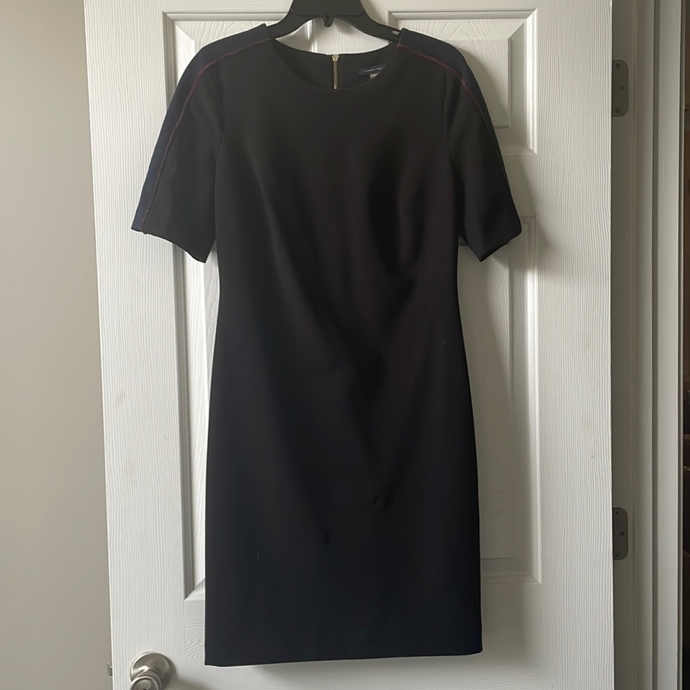 Tommy Hilfiger Black Midi Dress with Subtle Red & Blue Piping